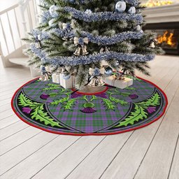 ScotsTee Shop Scottish Rae Ancient Clan Crest Tartan Christmas Tree Skirt Scottish Thistle Design
