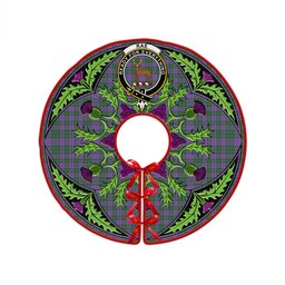 ScotsTee Shop Scottish Rae Ancient Clan Crest Tartan Christmas Tree Skirt Scottish Thistle Design