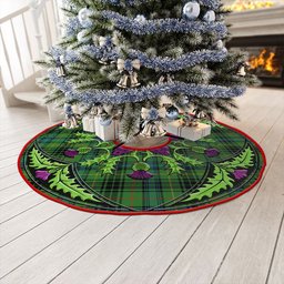 ScotsTee Shop Scottish Stewart Hunting Ancient Clan Crest Tartan Christmas Tree Skirt Scottish Thistle Design