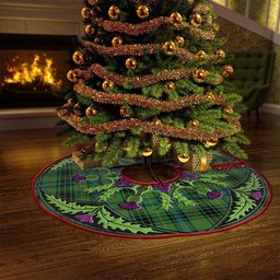 ScotsTee Shop Scottish Stewart Hunting Ancient Clan Crest Tartan Christmas Tree Skirt Scottish Thistle Design