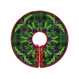 ScotsTee Shop Scottish Stewart Hunting Ancient Clan Crest Tartan Christmas Tree Skirt Scottish Thistle Design