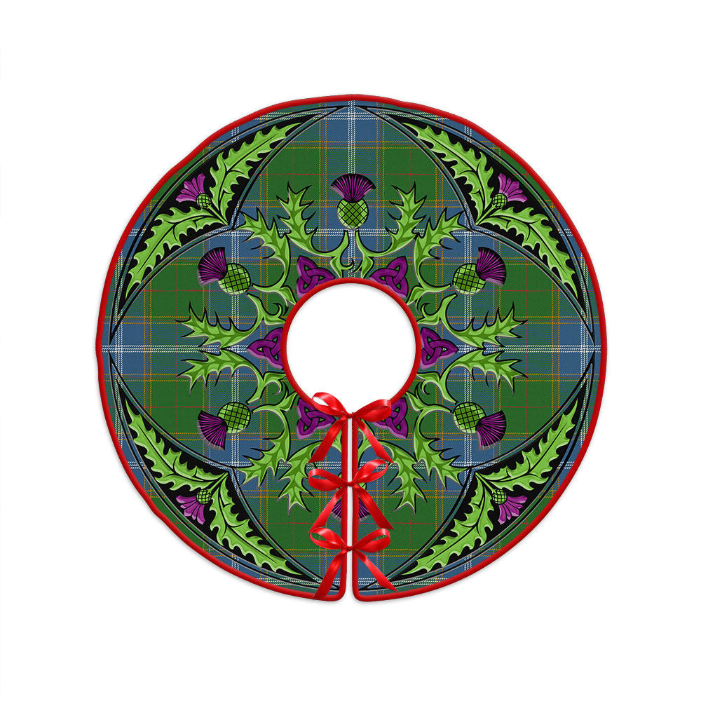 ScotsTee Shop Scottish Pringle Ancient Clan Crest Tartan Christmas Tree Skirt Scottish Thistle Design