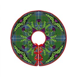 ScotsTee Shop Scottish Pringle Ancient Clan Crest Tartan Christmas Tree Skirt Scottish Thistle Design