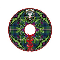 ScotsTee Shop Scottish Reid (Mill City) Modern Clan Crest Tartan Christmas Tree Skirt Scottish Thistle Design