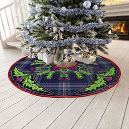 ScotsTee Shop Scottish Nevoy Clan Crest Tartan Christmas Tree Skirt Scottish Thistle Design