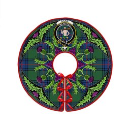 ScotsTee Shop Scottish Shaw Modern Clan Crest Tartan Christmas Tree Skirt Scottish Thistle Design