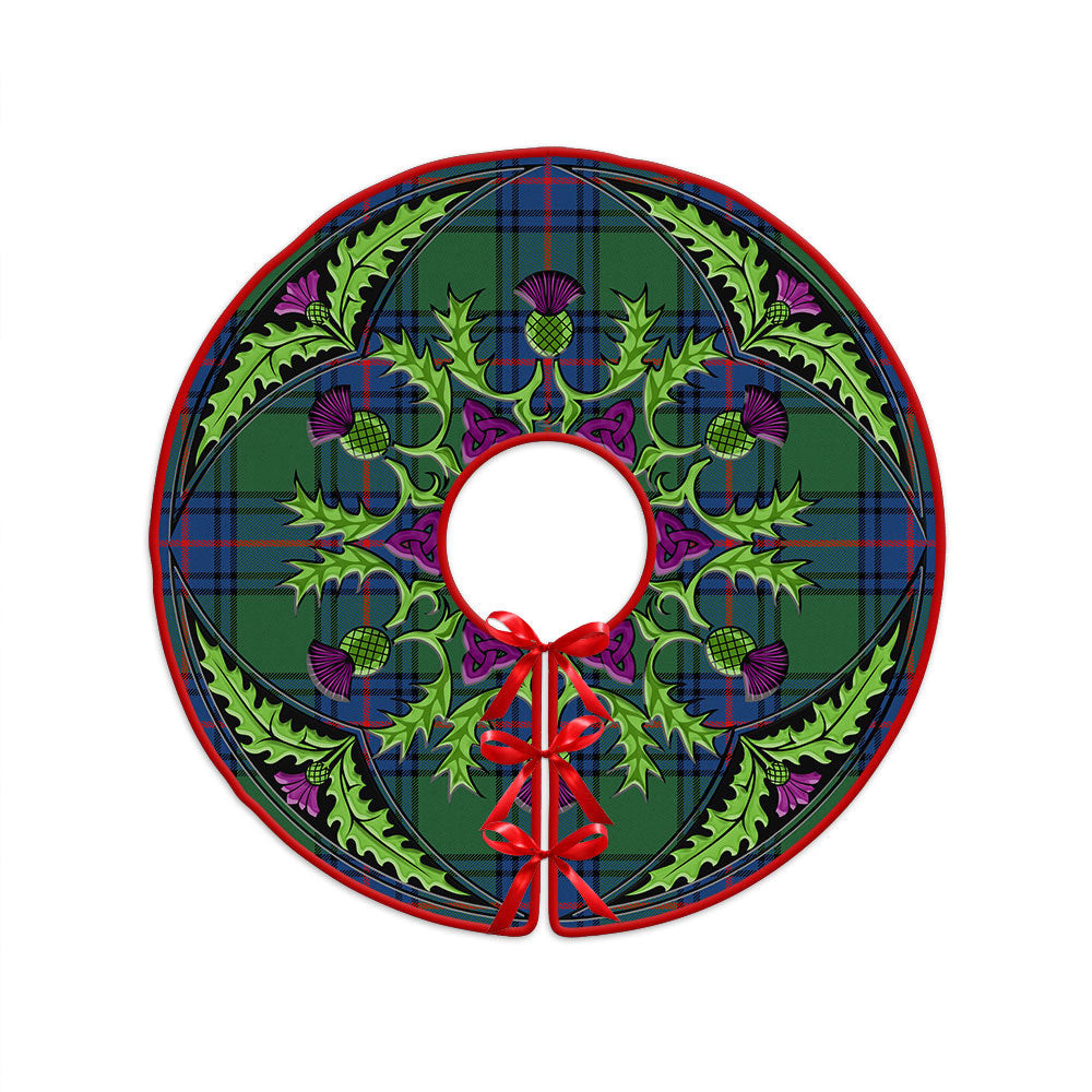 ScotsTee Shop Scottish Shaw Modern Clan Crest Tartan Christmas Tree Skirt Scottish Thistle Design