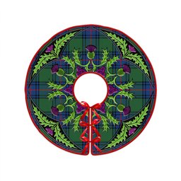 ScotsTee Shop Scottish Shaw Modern Clan Crest Tartan Christmas Tree Skirt Scottish Thistle Design