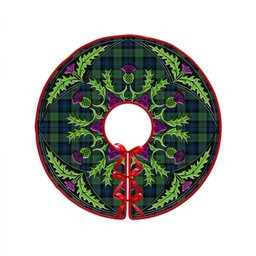 ScotsTee Shop Scottish Sempill (Semple) Modern Clan Crest Tartan Christmas Tree Skirt Scottish Thistle Design