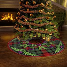 ScotsTee Shop Scottish Murdoch Modern Clan Crest Tartan Christmas Tree Skirt Scottish Thistle Design