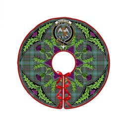 ScotsTee Shop Scottish Ralston US Modern Clan Crest Tartan Christmas Tree Skirt Scottish Thistle Design