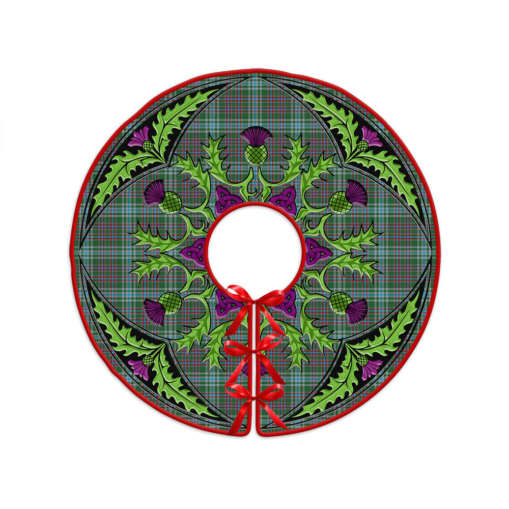 ScotsTee Shop Scottish Ralston US Modern Clan Crest Tartan Christmas Tree Skirt Scottish Thistle Design