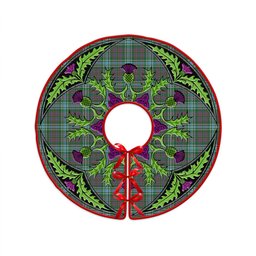 ScotsTee Shop Scottish Ralston US Modern Clan Crest Tartan Christmas Tree Skirt Scottish Thistle Design