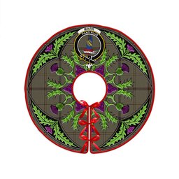 ScotsTee Shop Scottish Marr Weathered Clan Crest Tartan Christmas Tree Skirt Scottish Thistle Design