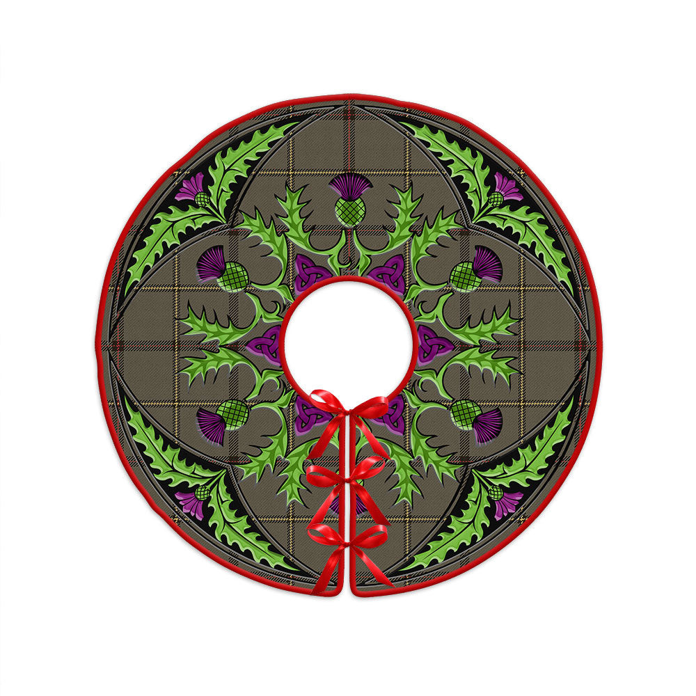 ScotsTee Shop Scottish Marr Weathered Clan Crest Tartan Christmas Tree Skirt Scottish Thistle Design