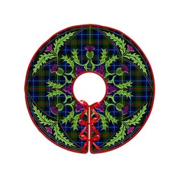ScotsTee Shop Scottish Smith Modern Clan Crest Tartan Christmas Tree Skirt Scottish Thistle Design