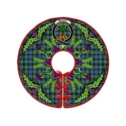 ScotsTee Shop Scottish Mouat Clan Crest Tartan Christmas Tree Skirt Scottish Thistle Design