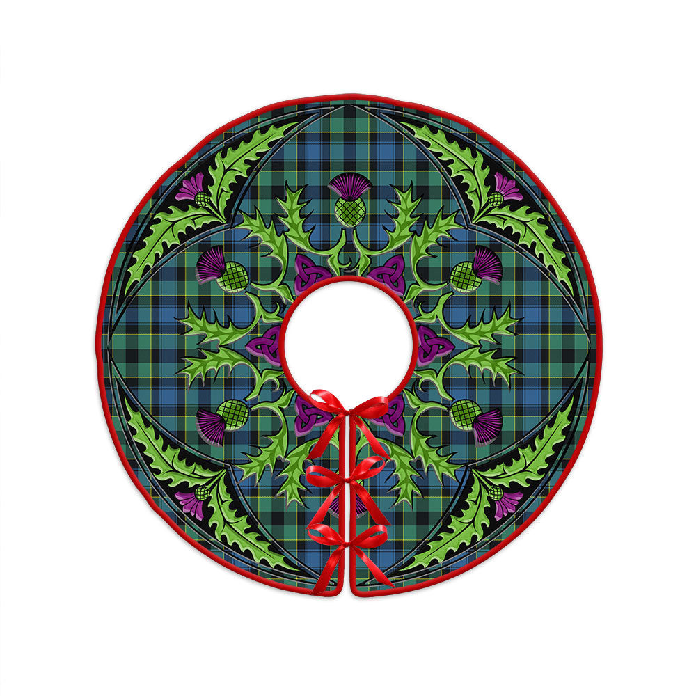 ScotsTee Shop Scottish Mouat Clan Crest Tartan Christmas Tree Skirt Scottish Thistle Design
