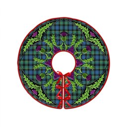 ScotsTee Shop Scottish Mouat Clan Crest Tartan Christmas Tree Skirt Scottish Thistle Design