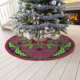 ScotsTee Shop Scottish MacRae Weathered Clan Crest Tartan Christmas Tree Skirt Scottish Thistle Design