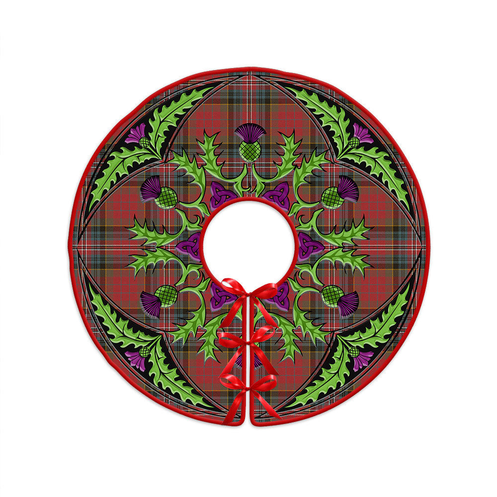 ScotsTee Shop Scottish MacPherson Weathered Clan Crest Tartan Christmas Tree Skirt Scottish Thistle Design
