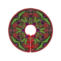 ScotsTee Shop Scottish MacPherson Weathered Clan Crest Tartan Christmas Tree Skirt Scottish Thistle Design