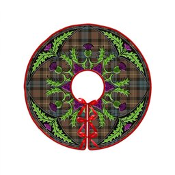 ScotsTee Shop Scottish Rollo Weathered Clan Crest Tartan Christmas Tree Skirt Scottish Thistle Design