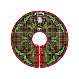 ScotsTee Shop Scottish Ramsay Orange Weathered Clan Crest Tartan Christmas Tree Skirt Scottish Thistle Design