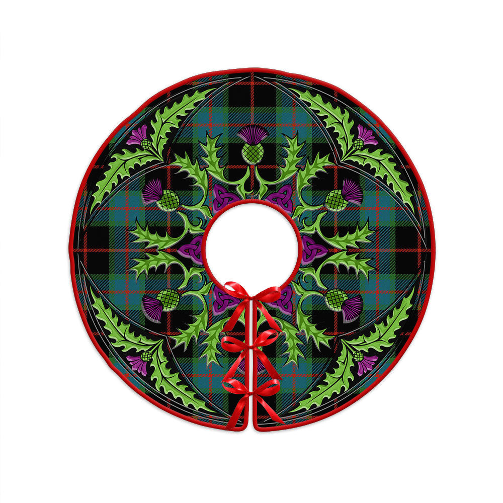 ScotsTee Shop Scottish Nairn Ancient Clan Crest Tartan Christmas Tree Skirt Scottish Thistle Design