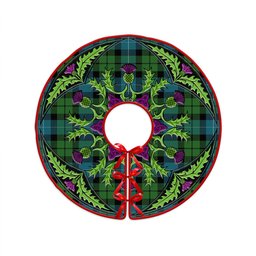 ScotsTee Shop Scottish MacKirdy Ancient Clan Crest Tartan Christmas Tree Skirt Scottish Thistle Design