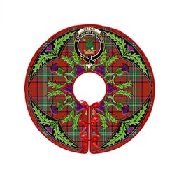 ScotsTee Shop Scottish Seton Ancient Clan Crest Tartan Christmas Tree Skirt Scottish Thistle Design