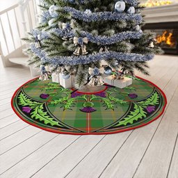 ScotsTee Shop Scottish Symington Ancient Clan Crest Tartan Christmas Tree Skirt Scottish Thistle Design