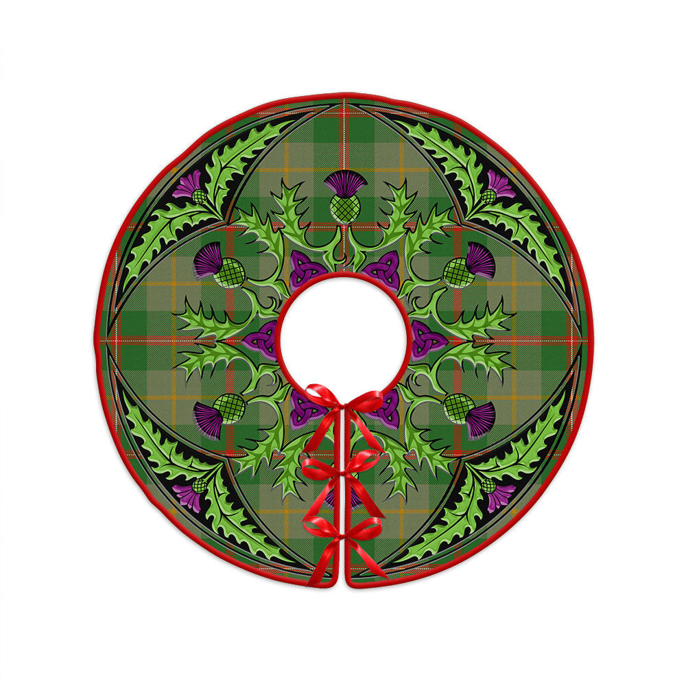 ScotsTee Shop Scottish Symington Ancient Clan Crest Tartan Christmas Tree Skirt Scottish Thistle Design