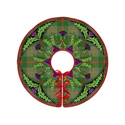 ScotsTee Shop Scottish Symington Ancient Clan Crest Tartan Christmas Tree Skirt Scottish Thistle Design