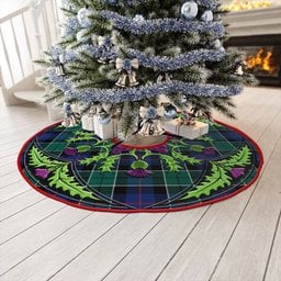 ScotsTee Shop Scottish Syme Modern Clan Crest Tartan Christmas Tree Skirt Scottish Thistle Design