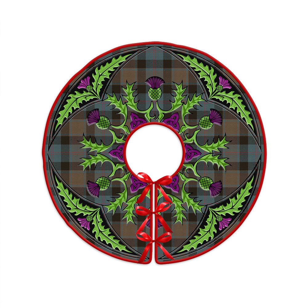 ScotsTee Shop Scottish MacTaggart Weathered Clan Crest Tartan Christmas Tree Skirt Scottish Thistle Design