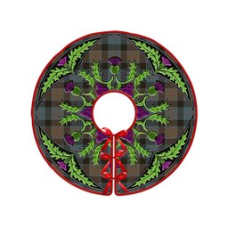 ScotsTee Shop Scottish MacTaggart Weathered Clan Crest Tartan Christmas Tree Skirt Scottish Thistle Design