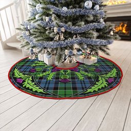 ScotsTee Shop Scottish MacIsaac Modern Clan Crest Tartan Christmas Tree Skirt Scottish Thistle Design