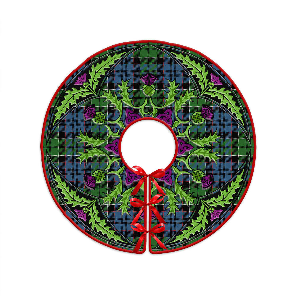 ScotsTee Shop Scottish MacIsaac Modern Clan Crest Tartan Christmas Tree Skirt Scottish Thistle Design