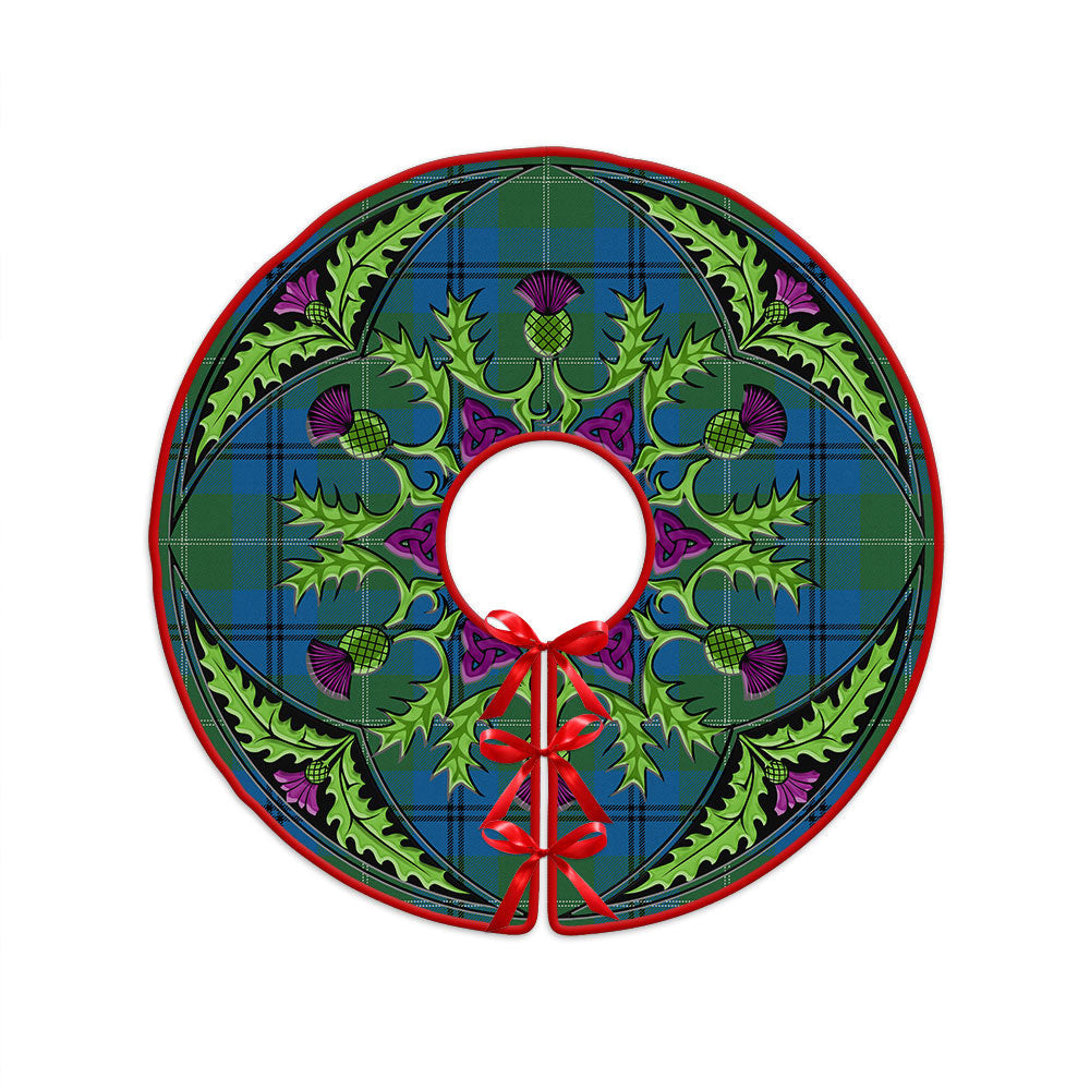ScotsTee Shop Scottish Oliphant Ancient Clan Crest Tartan Christmas Tree Skirt Scottish Thistle Design