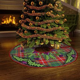 ScotsTee Shop Scottish MacWhirter Modern Clan Crest Tartan Christmas Tree Skirt Scottish Thistle Design
