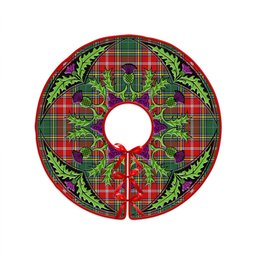 ScotsTee Shop Scottish MacWhirter Modern Clan Crest Tartan Christmas Tree Skirt Scottish Thistle Design
