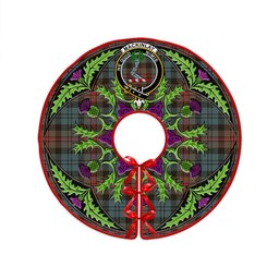 ScotsTee Shop Scottish MacKinlay Weathered Clan Crest Tartan Christmas Tree Skirt Scottish Thistle Design