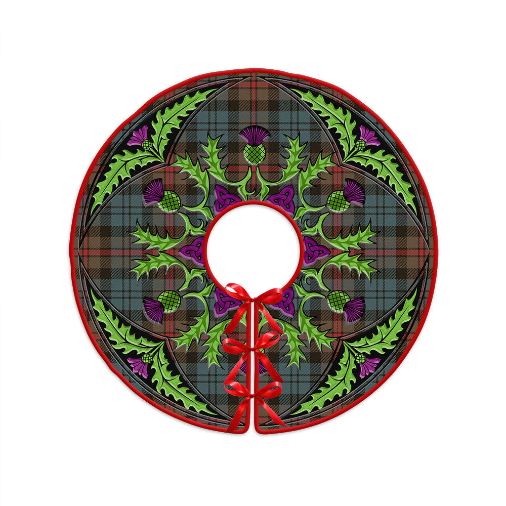 ScotsTee Shop Scottish MacKinlay Weathered Clan Crest Tartan Christmas Tree Skirt Scottish Thistle Design