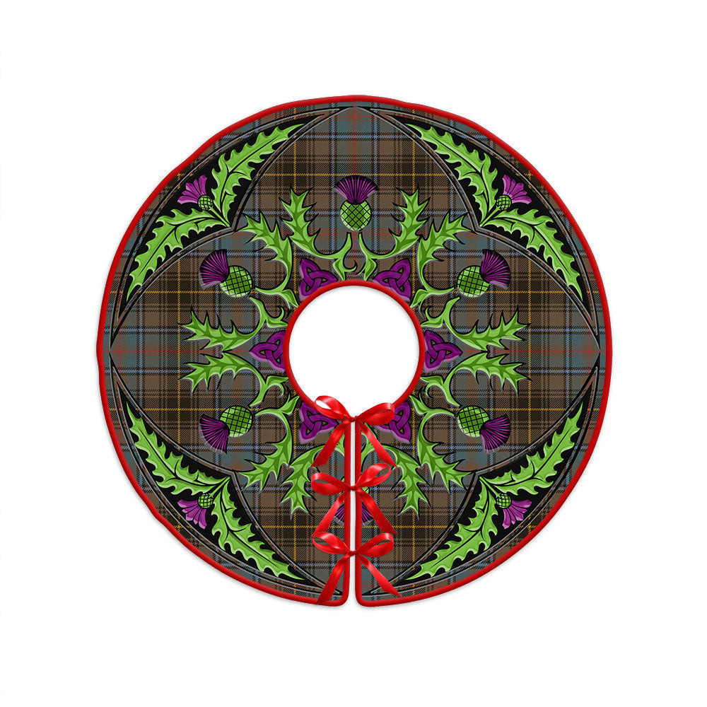ScotsTee Shop Scottish MacInnes Weathered Clan Crest Tartan Christmas Tree Skirt Scottish Thistle Design