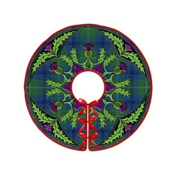 ScotsTee Shop Scottish Oliphant Modern Clan Crest Tartan Christmas Tree Skirt Scottish Thistle Design