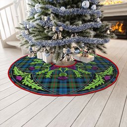 ScotsTee Shop Scottish Murray Ancient Clan Crest Tartan Christmas Tree Skirt Scottish Thistle Design
