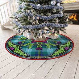 ScotsTee Shop Scottish Porteous Modern Clan Crest Tartan Christmas Tree Skirt Scottish Thistle Design