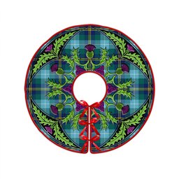 ScotsTee Shop Scottish Porteous Modern Clan Crest Tartan Christmas Tree Skirt Scottish Thistle Design