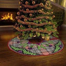 ScotsTee Shop Scottish Napier Rose Weathered Clan Crest Tartan Christmas Tree Skirt Scottish Thistle Design